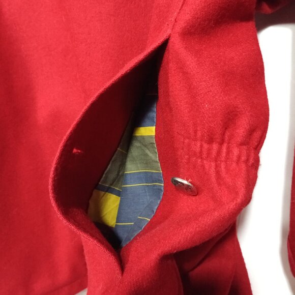 Lupo Jacket Mens S Red Wool Flannel Coat Pullover Nordic Outdoor Vintage - Picture 4 of 5